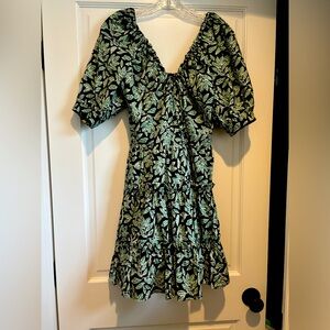 En Saison green and blue floral short dress